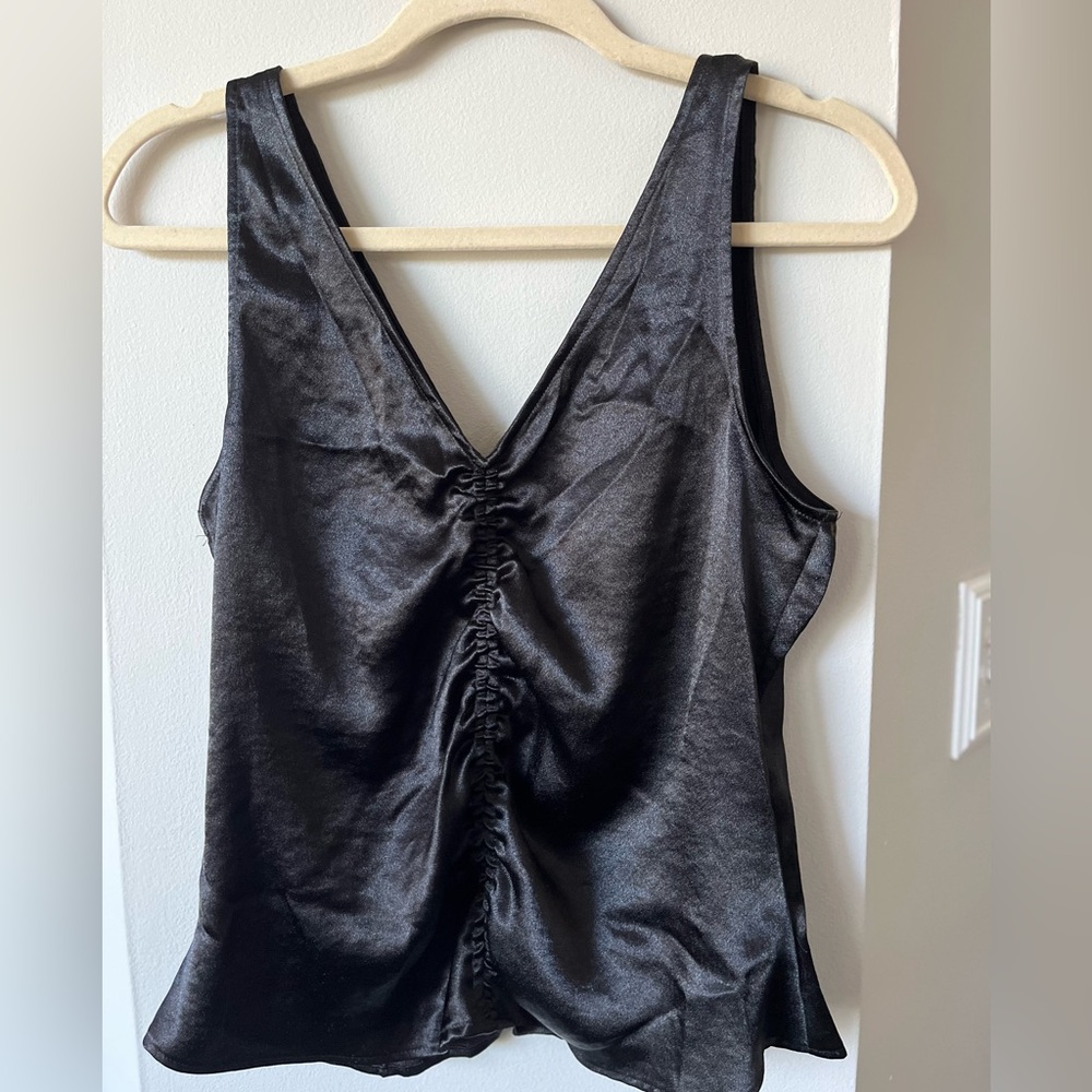 Black Satin Sleeveless Top